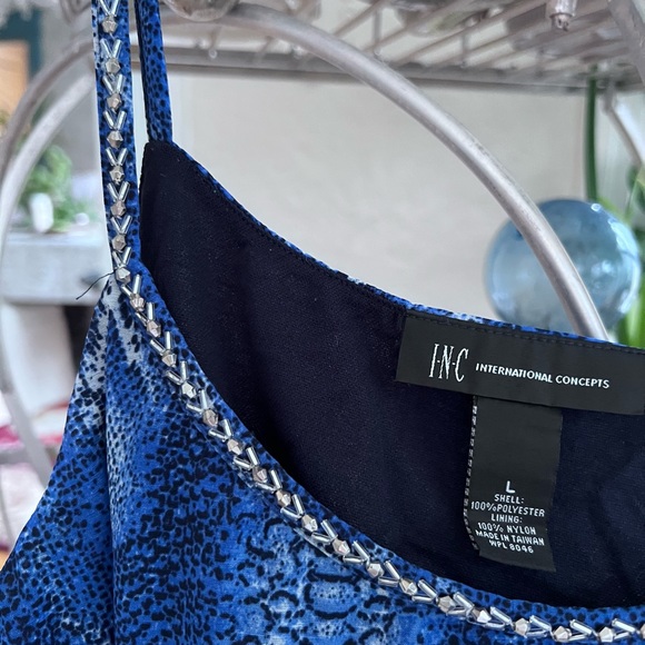 INC blue snake print top - Picture 3 of 3